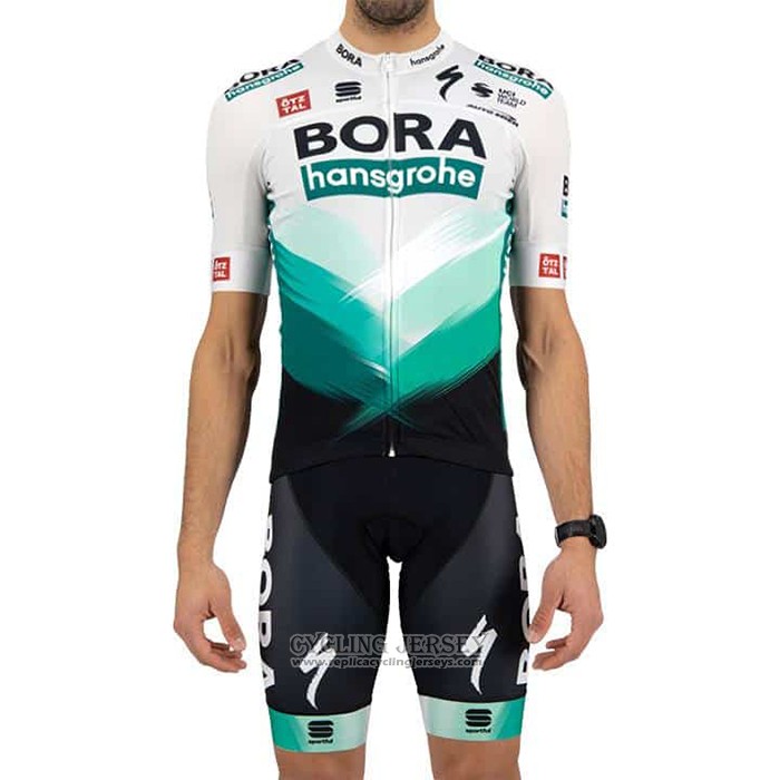 2021 Cycling Jersey Bora-hansgrone White Green Short Sleeve And Bib Short
